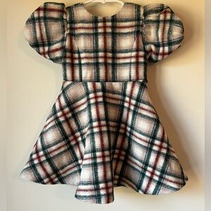 Ivy City Co. Girl’s Dress Molly Plaid Flare Puff Sleeves Size 12-18 Mo.